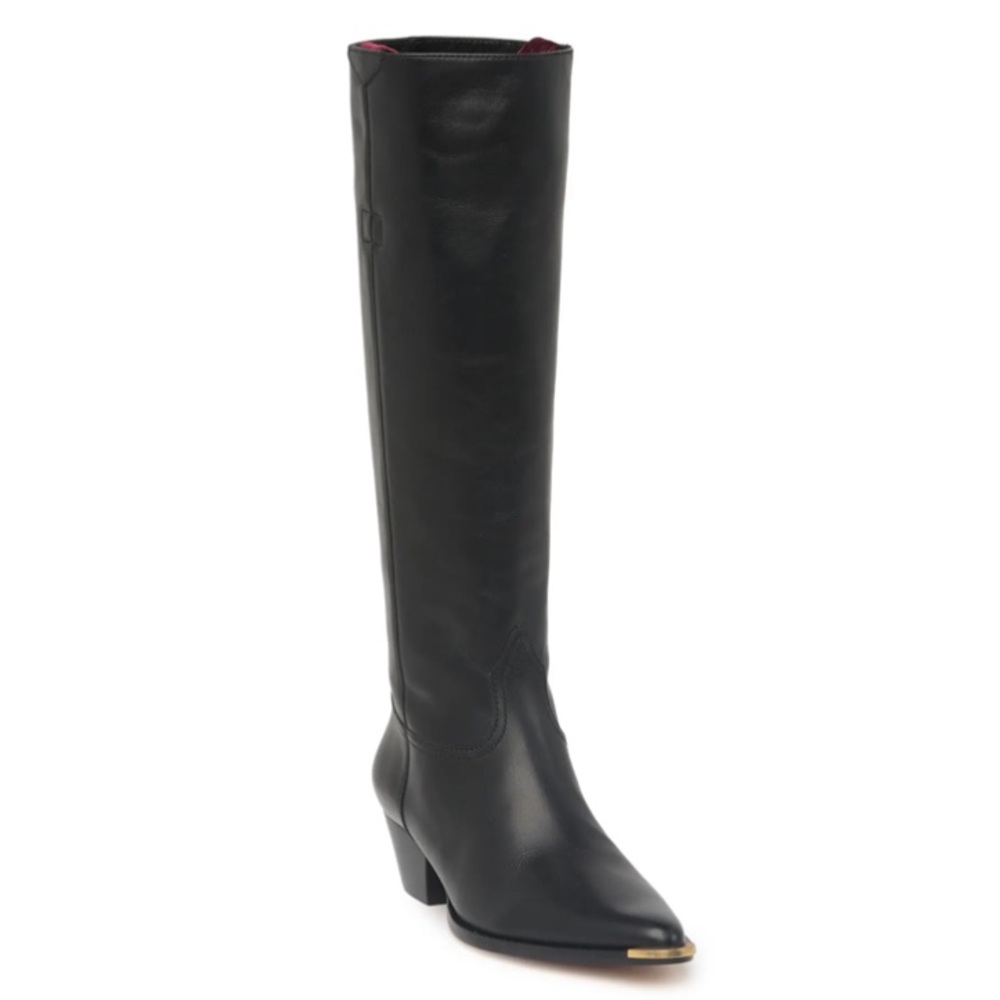 NWOT | SCHUTZ | Black Leather Knee-High Pointed Toe Boots Size | Size 8.5